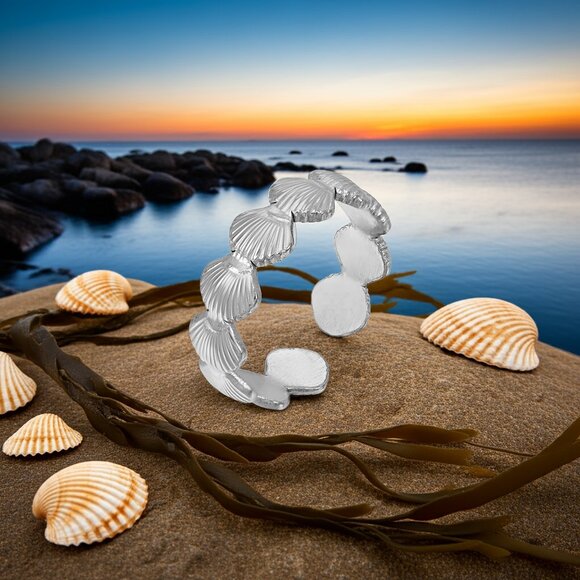 Stainless Steel Seashell Infinity Ring - Picture 1 of 7